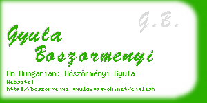 gyula boszormenyi business card